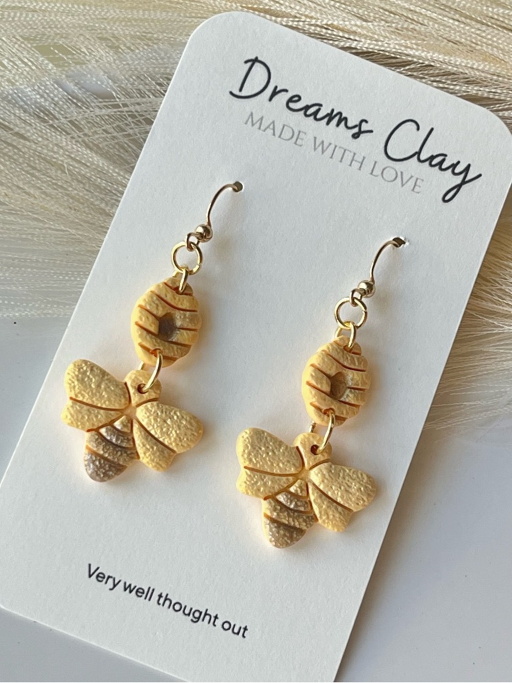 Gold Bee Dangle Earrings - Yellow Gold